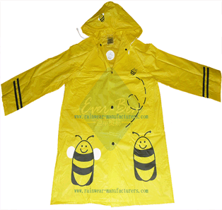 Yellow child pvc rainwear-plastic rain jacket-yellow rain slicker